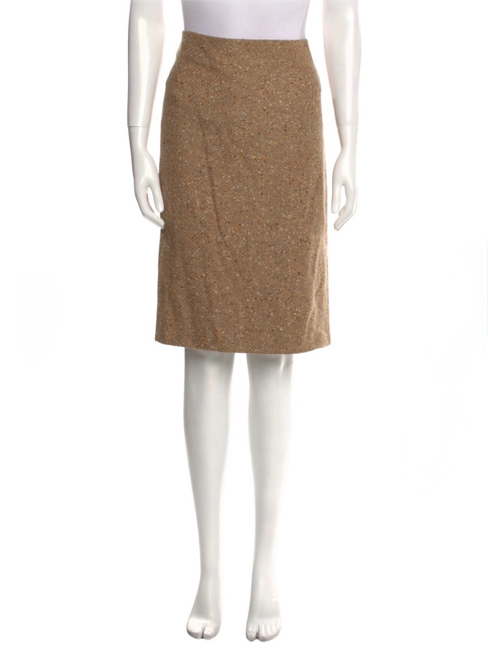 Valentino Tan Tweed Pencil Skirt
